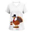 DDAPJ pyju Womens Thanksgiving Holiday Scrub Tops Stretchy Nursing Scrubs Funny Turkey Printed