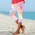 thumbnail image 1 of DDAPJ pyju Womens Tie Dye Printed Leggings Buttery Soft Yoga Capri Pants High Waisted Stretchy Gym Tights Summer Casual Beach Capris Pink S, 1 of 5