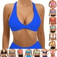 thumbnail image 1 of DDAPJ pyju Womens Twist Front Sports Bra Deep V-Neck Halter Gather Bras Underwire Bikini Top Swim Bathing Suit Tops Lightning Sales of The Day White M, 1 of 9