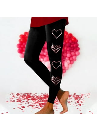 Rvidbe Valentines Day Leggings for Women, Women's Heart Print