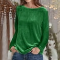 thumbnail image 1 of DDAPJ pyju Womens Velvet Long Sleeve Tops Loose Casual Round Neck Blouse Solid Color Velour Shirt Soft Comfy Pullover Tees Green XXL, 1 of 8