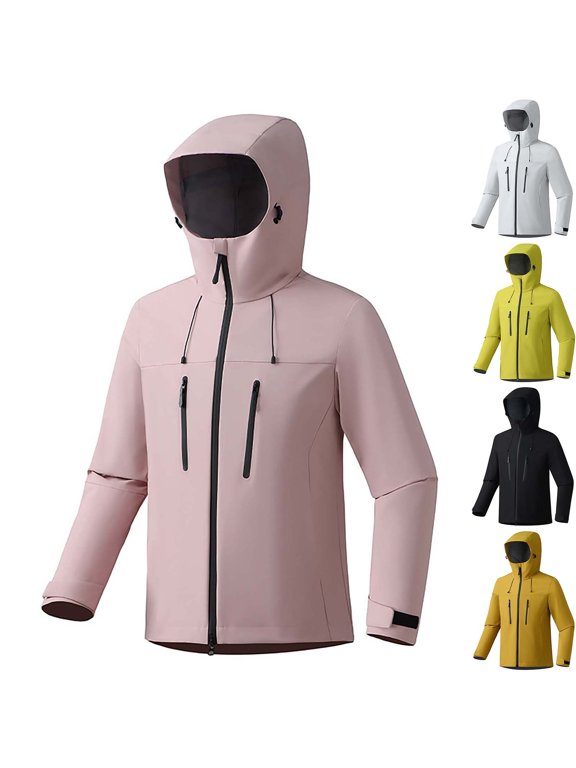 Womens Waterproof Rain Jackets Zip Up Hiking Cycling Windbreaker Jacket Lightweight Active Outdoor Raincoat with Hood Green XS