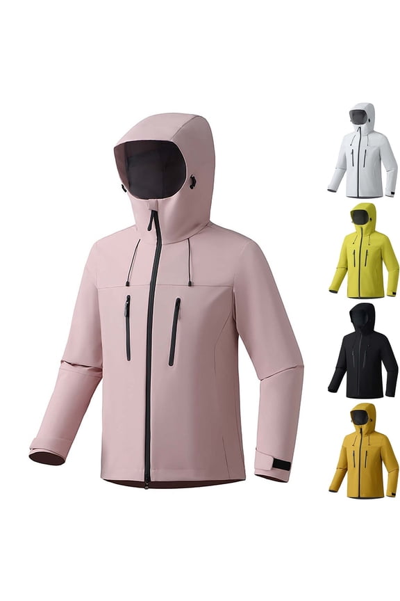 Womens Waterproof Rain Jackets Zip Up Hiking Cycling Windbreaker Jacket Lightweight Active Outdoor Raincoat with Hood Green XS