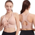 thumbnail image 1 of DDAPJ pyju Womens Zip Front Closure Bras Quick Dry Racerback Full Coverage Yoga Athletic Bras Fashion Seamless Push up Bralettes Pink S, 1 of 5