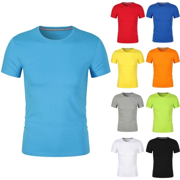DDAPJ pyju Workout Compression Shirts for Men Short Sleeve Solid Casual Sports T-shirt Lightweight Quick Dry Athletic Undershirt Blue XXXXXL