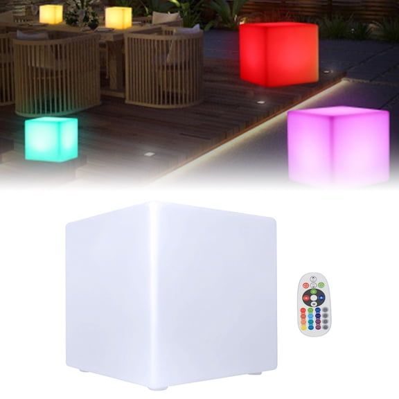 17" LED Light Cube Stools Chair With Remote Control 16 RGB Colors Rechargeable