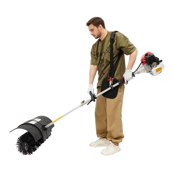 DDBESSIC 2.3HP 52CC Handheld Sweeper Lawn Cleaning Sweeping Machine Gasoline Powered Broom Sweeper for Street Farm Golf Course