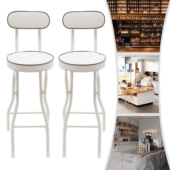 DDBESSIC 2PCS Bar Stool with Backrest Cushioned Padded Folding Stool Portable Folding Chair for Restaurant Coffee Bar