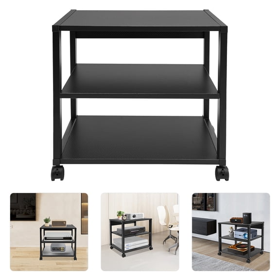 DDBESSIC 3-Tier AV Media Stand Audio-Video Media Stand with Wheels for Amplifier Projector CD/DVD Player