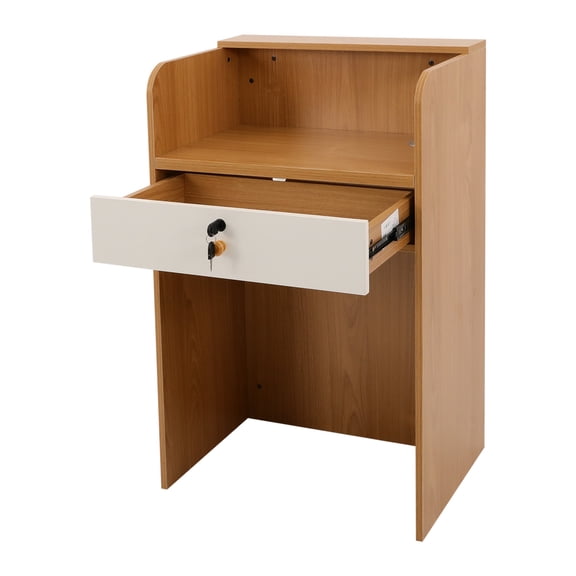 DDBESSIC 37.8'' Height Modern Reception Desk for Checkout Reception Counter With a Lockable Drawer