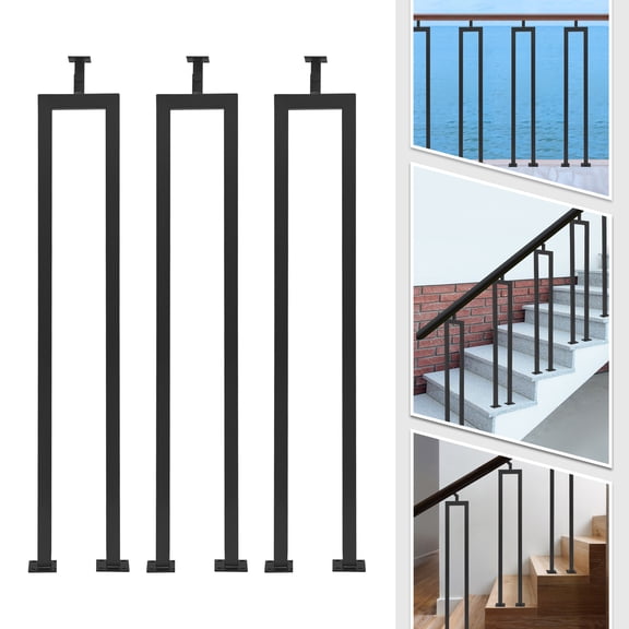3Pcs Stair Baluster U-Shape Stair Balusters for Indoor Outdoor Use 36.02in Height