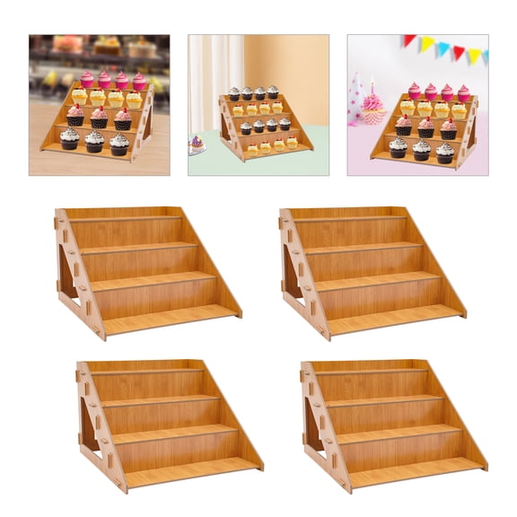 DDBESSIC 4 Pcs Bakery Pastry Cake Stand Countertop Desserts Small Cakes Display Rack 4 Tier Stepped Shelf