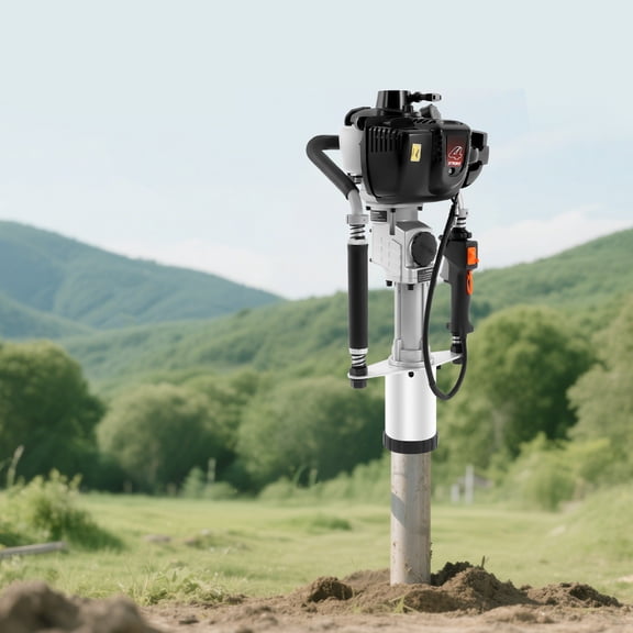 DDBESSIC 4 Stroke Gas Powered Post Driver Fence Pile Driver Hammer Push Pile Kit Gasoline Engine Heavy Duty 37.7CC