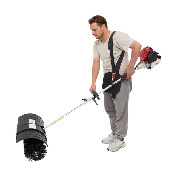 DDBESSIC 4-Stroke Lawn Yard Sweeper Outdoor Lawn Sweeper with Front Handle & Shoulder Strap for Lawn Sidewalk and Driveway