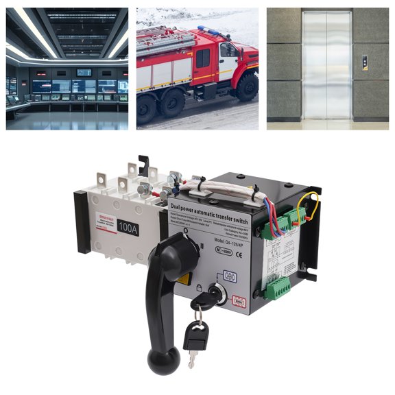 DDBESSIC 4P 100A Transfer Switch Dual Power Transfer Switch Automatic Changeover Switch with Handle