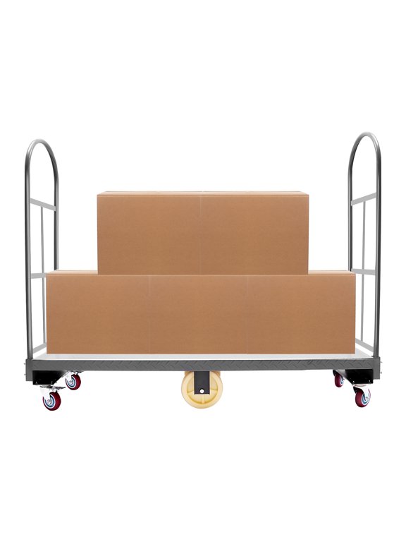 64.6x15.7" Heavy Duty Steel Dolly U-Boat Utility Cart Platform Hand Truck for Warehouse Factory 2000LBS Load