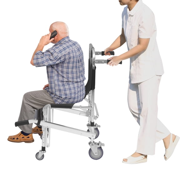 DDBESSIC Black Foldable Emergency Stair Chair Patient Transportation Chair Stair Climbing Wheelchair for Rescue Nursing Home