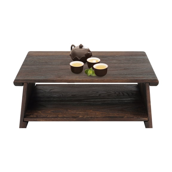DDBESSIC Brown Folding Meditation Table Japanese Tatami Table Solid Wood Floor Table Tea Table