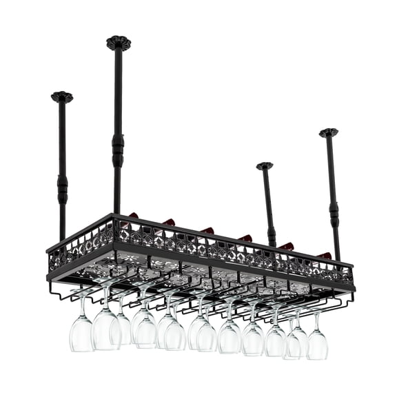 DDBESSIC Ceiling Wine Glass Rack Adjustable Hanging Wine Rack Cabinet for Bar Shop Kitchen