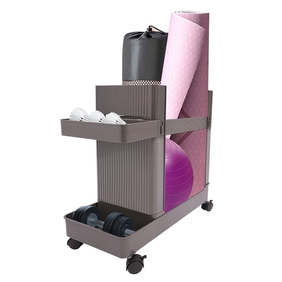DDBESSIC Gray Multifunctional Storage Rack with Wheels Home Gym Equipment Storage Cart