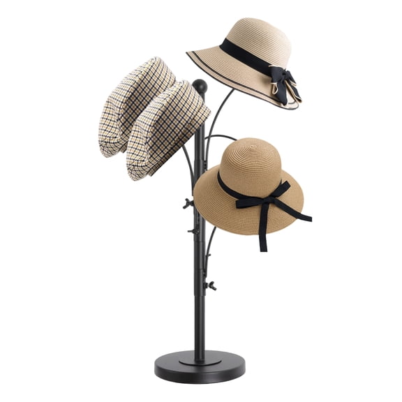 DDBESSIC Modern Hat Stand Hat Storage Display Holder Hat Display Rack with 5 Hooks Black