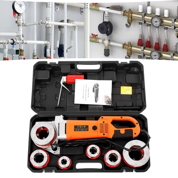DDBESSIC Ratchet Pipe Threader Kit Electric Threading Machine Portable Pipe Threading Tool Set with 6 Dies (2'', 1-1/2'', 1-1/4'', 1'', 3/4'', 1/2'')