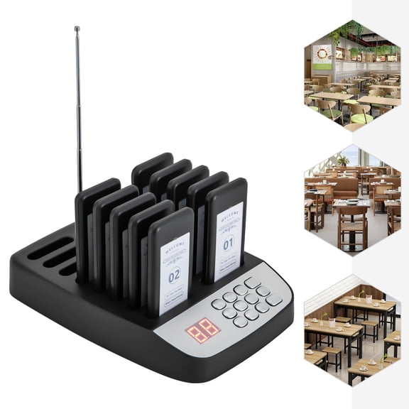 DDBESSIC Wireless Restaurant Pager System Customer Service Calling System with 10 Beepers Long Range Signal