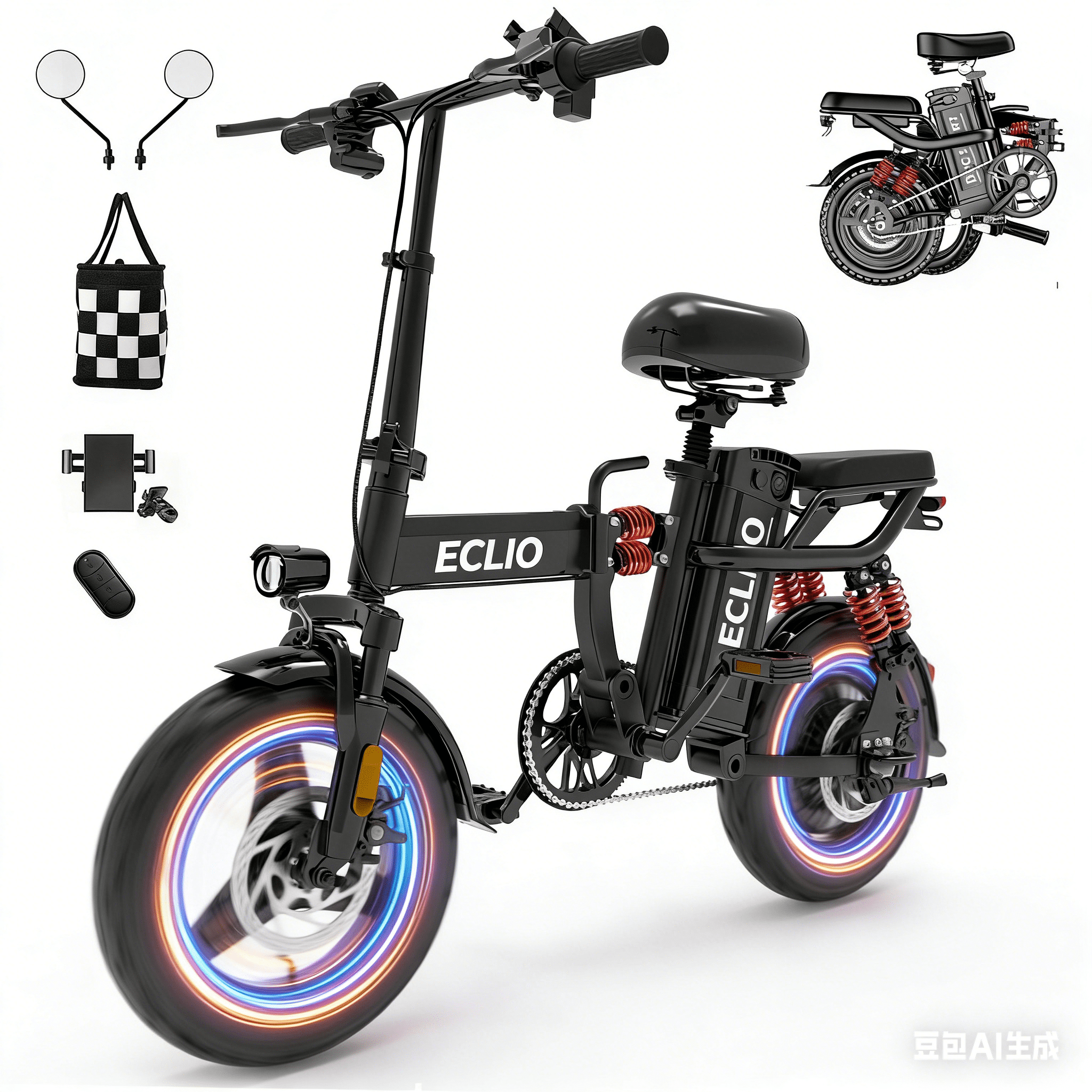 electric bicycle with removable battery india Foldable Bike for Adults and Teens, 14" Mini Ebike for Commuting Strong Electric Bike 14 Inch