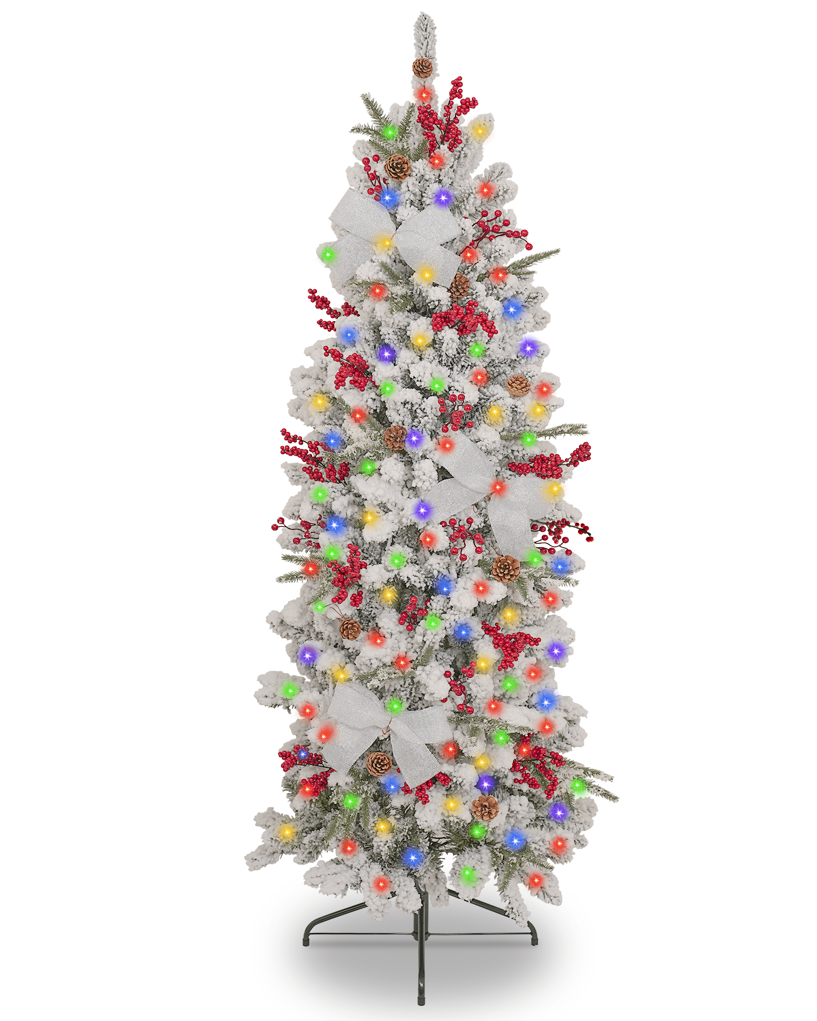 DDHS Pencil Christmas Tree,6ft Artificial PreLit Flocked Christmas
