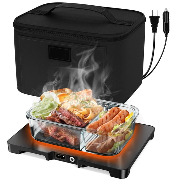 DDHTSAL Electric Lunch Box Food Heater - 12V/24V/110V 3-in-1 Portable Oven Car Food Warmer, Mini Personal Microwave Heated for RV, Truck, Camping, Travel, Work, Office and Home Use Y101