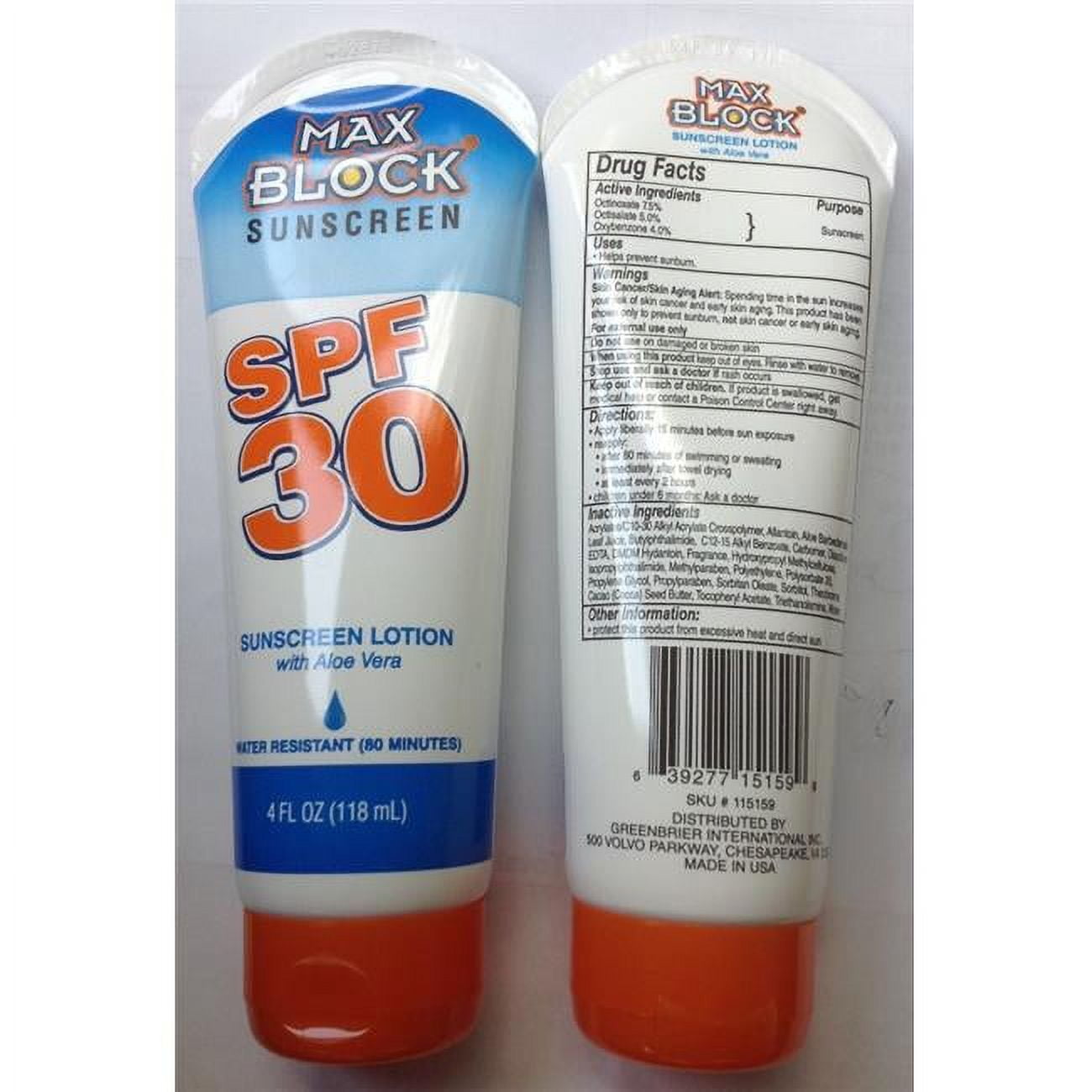 DDI 1858921 Max Block Sunscreen SPF 30 4 oz Case of 48 - Walmart.com