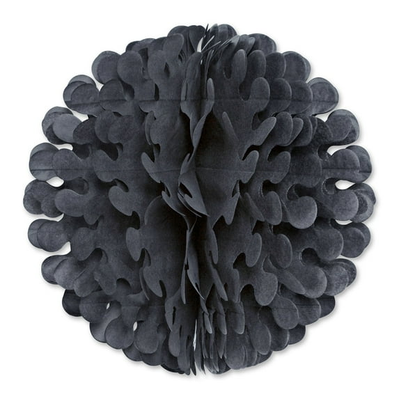 Beistle Club Pack of 12 Black Tissue Flutter Ball Hanging Decorations 19"