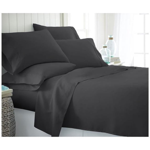 DDI 1941558 Twin Premium Double Brushed 4 Piece Sheet Set - Black Case of 12