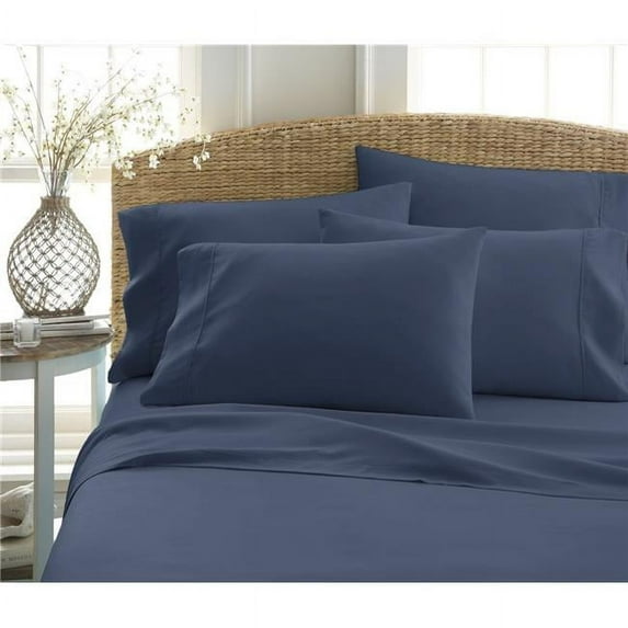 DDI 1941663 Queen Premium Double Brushed 6 Piece Sheet Set - Navy Case of 12