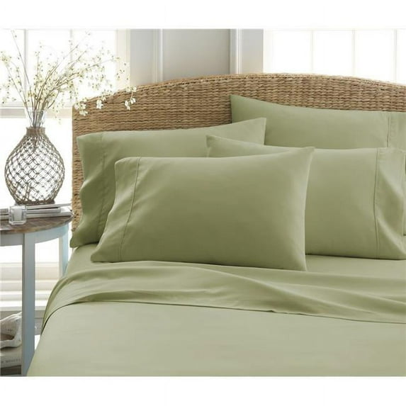 DDI 1941665 Queen Premium Double Brushed 6 Piece Sheet Set - Sage Case of 12
