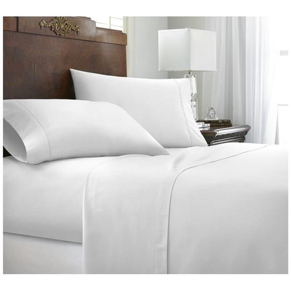 DDI 1941702 King Premium Embossed Chevron 4 Piece Sheet Set - White Case of 12