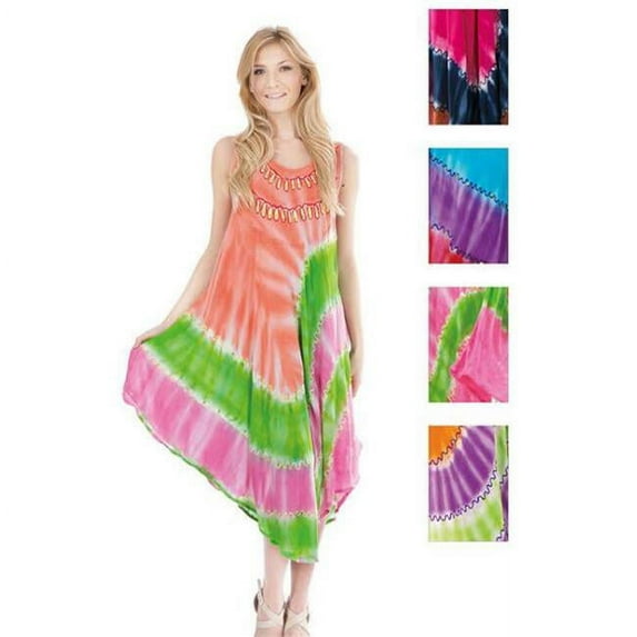 DDI 1944916 Indian Tie Dye Dress with Sectional Pattern Case of 12