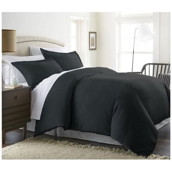 DDI 1946370 Queen-Full / Queen / Full Premium Ultra Soft 3 Piece Duvet Cover Set - Black Case of 12