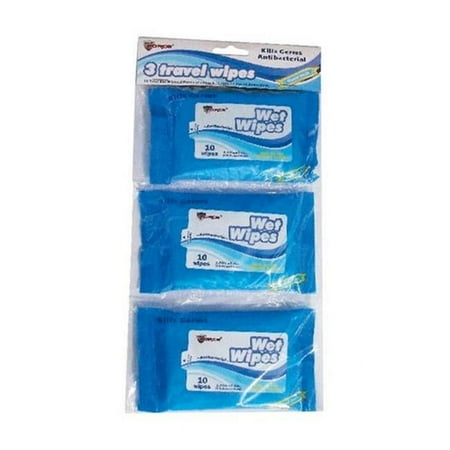 DDI 1982899 3-Pack Travel Wet Wipes 10 Count Case of 48