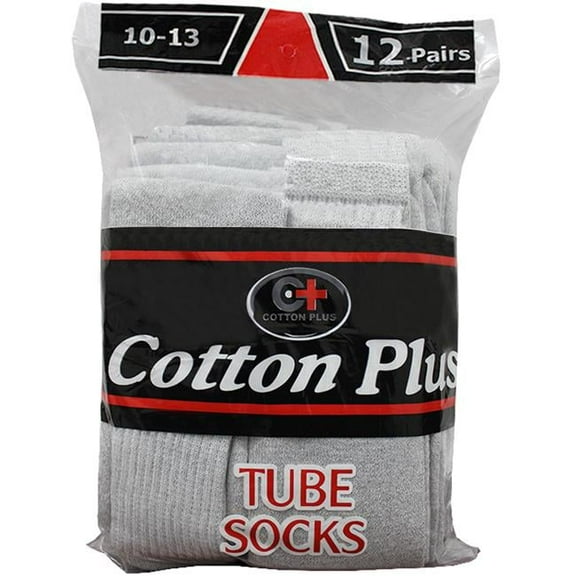 DDI 1990035 Cotton Plus Men's Grey Tube Socks - Size 10-13 Case of 240