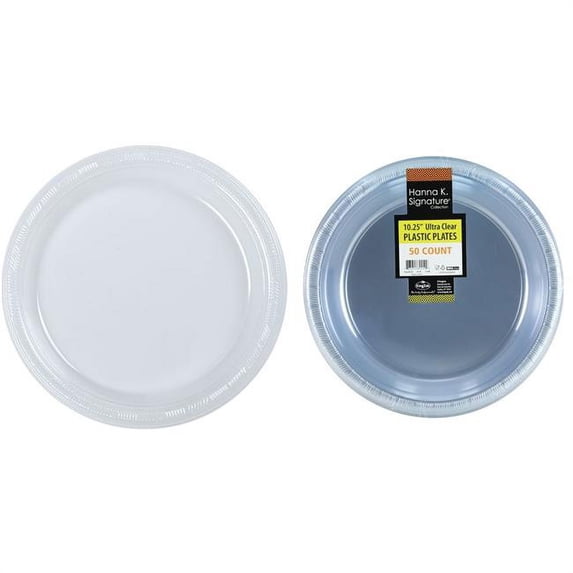DDI 2184596 10" Heavyweight Plastic Plates - Ultra Clear - 50-Packs Case of 12