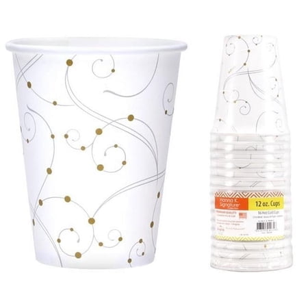 DDI 2184651 12 oz. Swirls & Pearls Hot/Cold Paper Cup 16Ct Case of 24