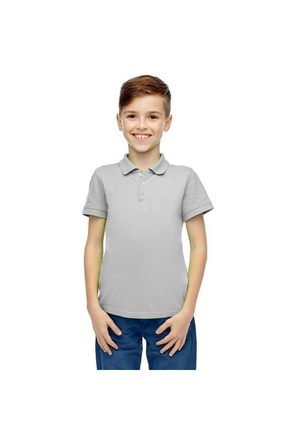DDI 2267255 Boys' Heather Grey Short Sleeve Polo Shirt - Size 4 Case of 36