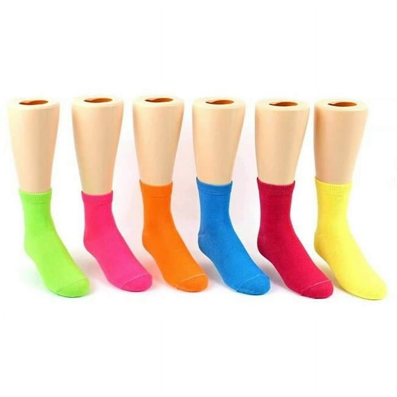 DDI 2279235 Kid's Novelty Crew Socks - Solid Neon Colors - Size 4-6 Case of 24
