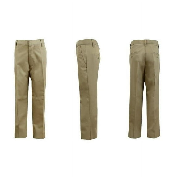 DDI 2290443 Boys' Khaki Double Knee Flat Front School Uniform Pants - Size 7 Case of 24