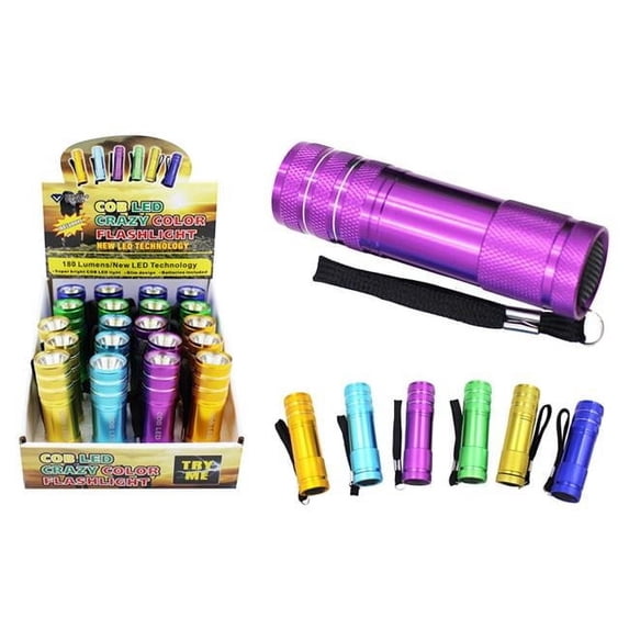 DDI 2291811 Cob LED Crazy Color Metal Promo Flashlight - Case of 20