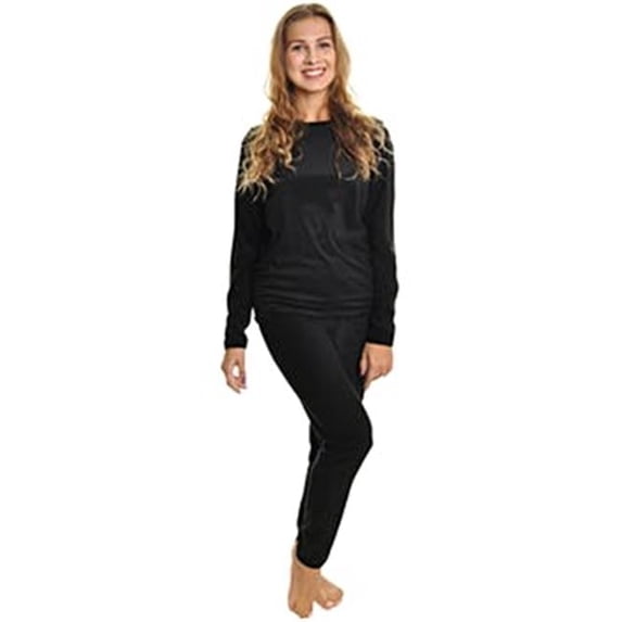 DDI 2320507 Angelina Women's Velvet Long Sleeve Thermal Set - Small - Medium (Black) Case of 12
