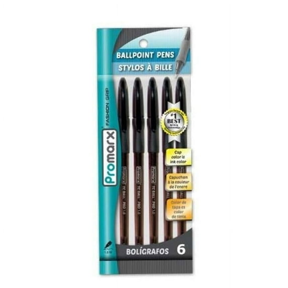 DDI 2324232 Promarx Ballpoint Pens - 6 Count Black Fashion Grip Case of 48