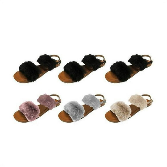 DDI 2329528 Ladies Sling back Sandal With Fur Case of 36