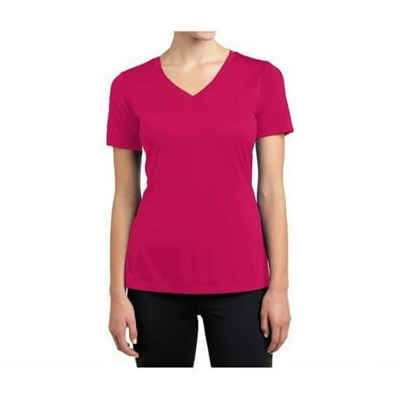 DDI 2330837 Women's Short Sleeve Cotton Stretch Fitted Tee - Magenta - Large Case of 24